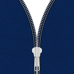 Leather background with open Zipper