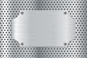 Metal brushed plate on steel background
