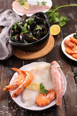 assortment of raw fish