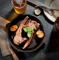 Organic Grilled Lamb Chops with Garlic
