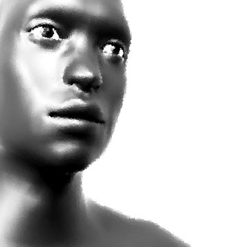 View of Human Head. Stipple Effect. Vector Art. Dot Design. Pointillism Style. Face Scanning.