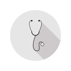 Stethoscope flat design icon with long shadows.