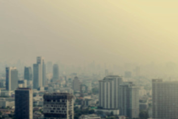 Buildings in the city and the sky hazy