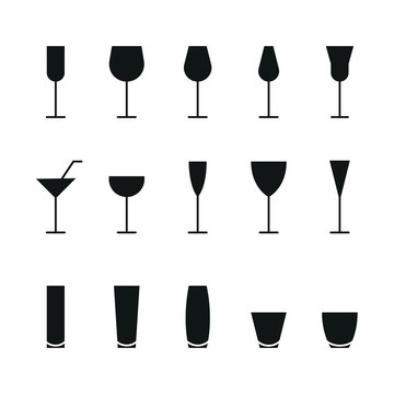 Bar glasses vector icons set