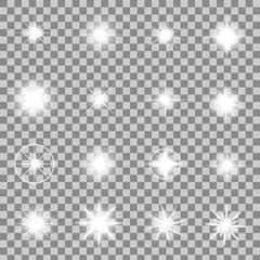 Creative concept Vector set of glow light effect stars bursts with sparkles isolated on background.