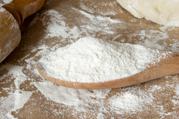 The Bakes table with flour.