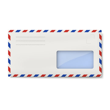 White Air Mail DL Envelope With Window For Address