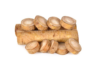 Fresh Burdock roots on white background