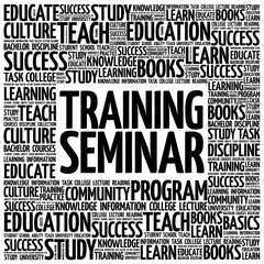 Obraz premium Training Seminar word cloud, education concept background