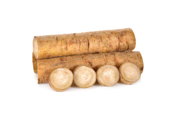 Fresh Burdock roots on white background