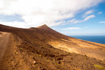Top view on Cofete coastline on Fuerteventura island in Spain