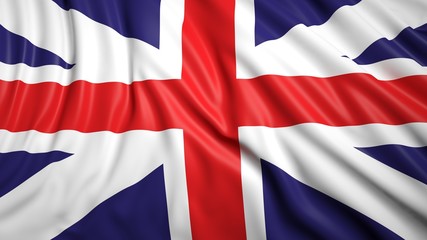 Wavy flag of UK closeup background