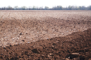 Campo arato in primavera. Campagna