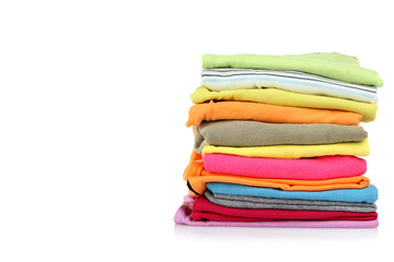 clothes neatly folded on white isolated background