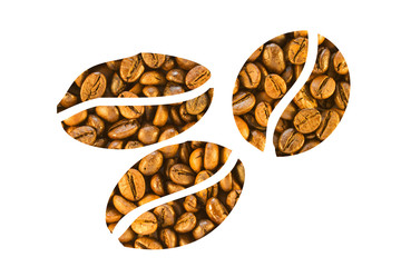 Coffee beans on a white background