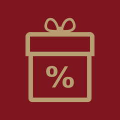 Gift box icon. Discount. Present symbol. Flat