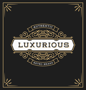 Vintage flourish logo label template for Hotel, Restaurant and Boutique Identity. Vector illustration