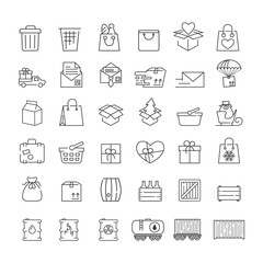 Vector thin line icons set for logistics, delivery and shipping infographics and mobile apps UX/UI