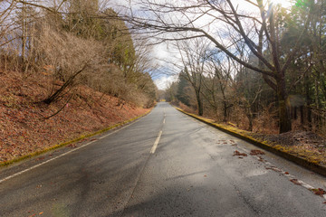 Fototapeta premium 冬の山の中の道路