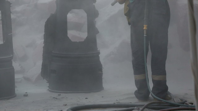 sandblasting metal parts