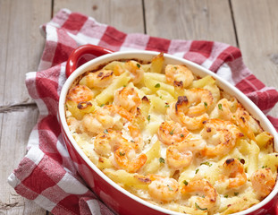 Shrimp Alfredo Penne Pasta Bake