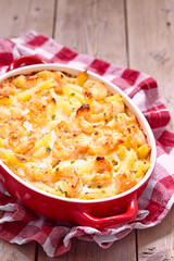 Shrimp Alfredo Penne Pasta Bake