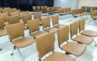 Row of Brown Leather Chair in The Big Luxury Meeting Room