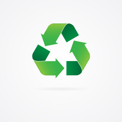 Recycle icon. Green isolated on white background.
