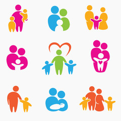 happy family icons, vector symbols collection - 105915084