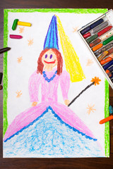 colorful drawing: princess in a  beautiful dress