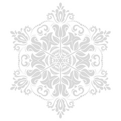 Oriental light silver pattern with arabesques and floral elements. Traditional classic ornament