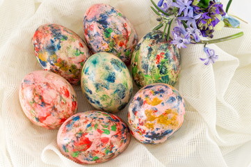 Easter eggs and spring flowers