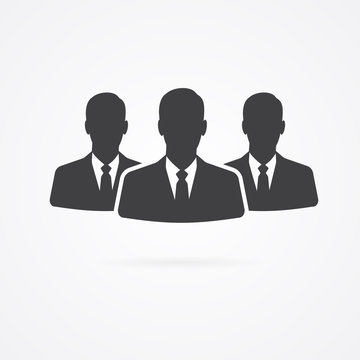 Avatar on businessman in tie. Simple falt icon with shadow.