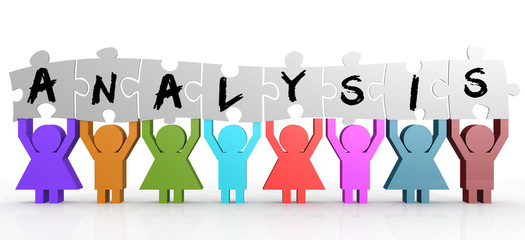 Puppet hold puzzle with analysis word on it