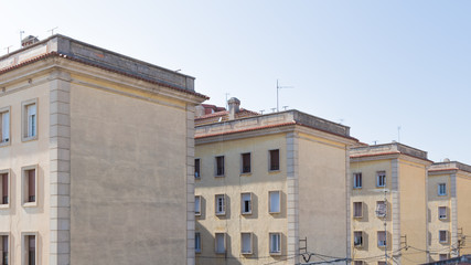 architectural abstraction of four old houses