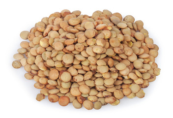 Lentils isolated on white background