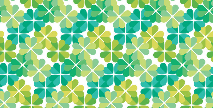 shamrock clover four leaves seamless pattern vector