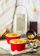 Vegetable casserole with mushrooms, chickpeas and nuts