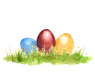 Easter eggs in grass