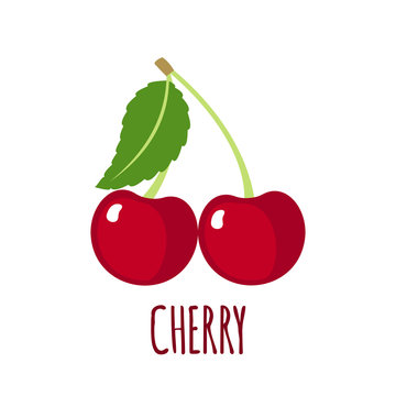 Cherry icon in flat style on white background