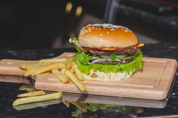 burger and french fries