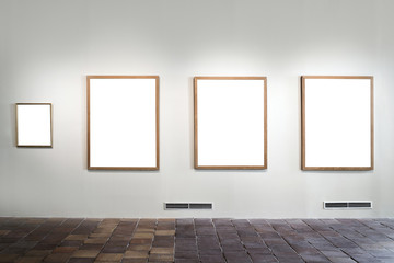 empty gallery with empty frames indoor