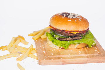 burger and french fries