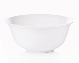 Empty bowl over on white background