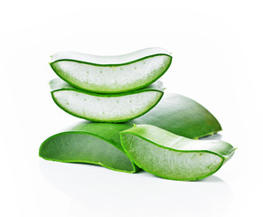 Aloe sliced, isolated on a white background