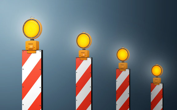 Yellow traffic warning lamps. clipping path