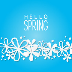 Paper flowers on blue background 