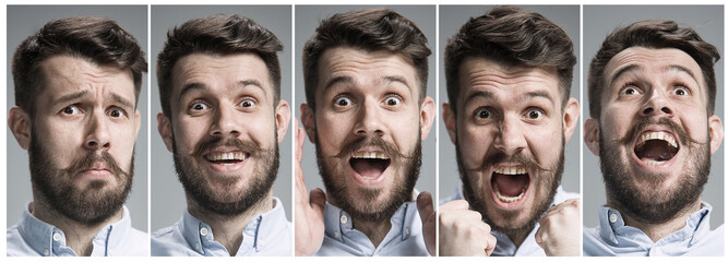 Collage of happy and surprised emotions