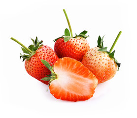 Fresh strawberry fruit on white background