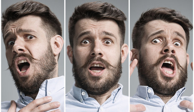 Collage of frightened emotions
